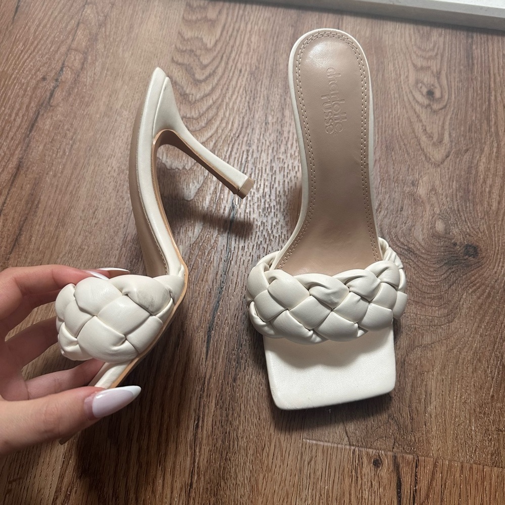 Charlotte Russe Elegant Cream Braided Heels
Size 8
